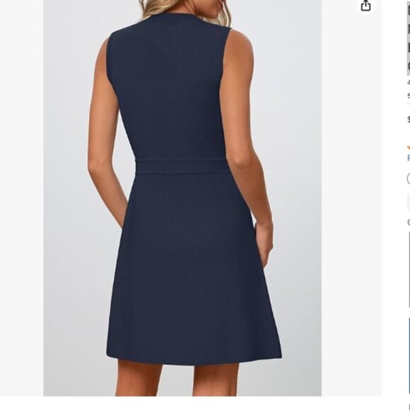 MEROKEETY Navy Sleeveless Button Detail Fit Knit Dress Size M NWT - Picture 3 of 11